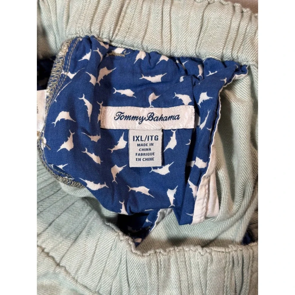 Tommy Bahama Linen Blend Drawstring Pants Light Blue XL Relaxed Beach Coastal